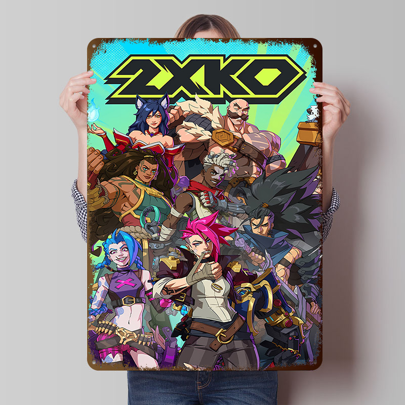 2XKO Fighting Game Art Tinplat - Retro Poster Gaming recension och pris