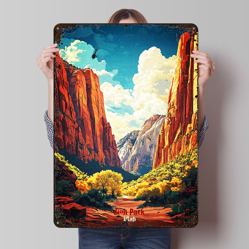 Zion National Park Art Printed - Retro Poster Gaming recension och pris