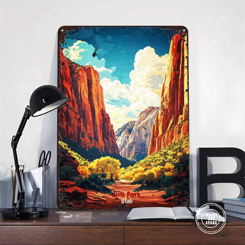 Zion National Park Art Printed - Retro Poster Gaming recension och pris