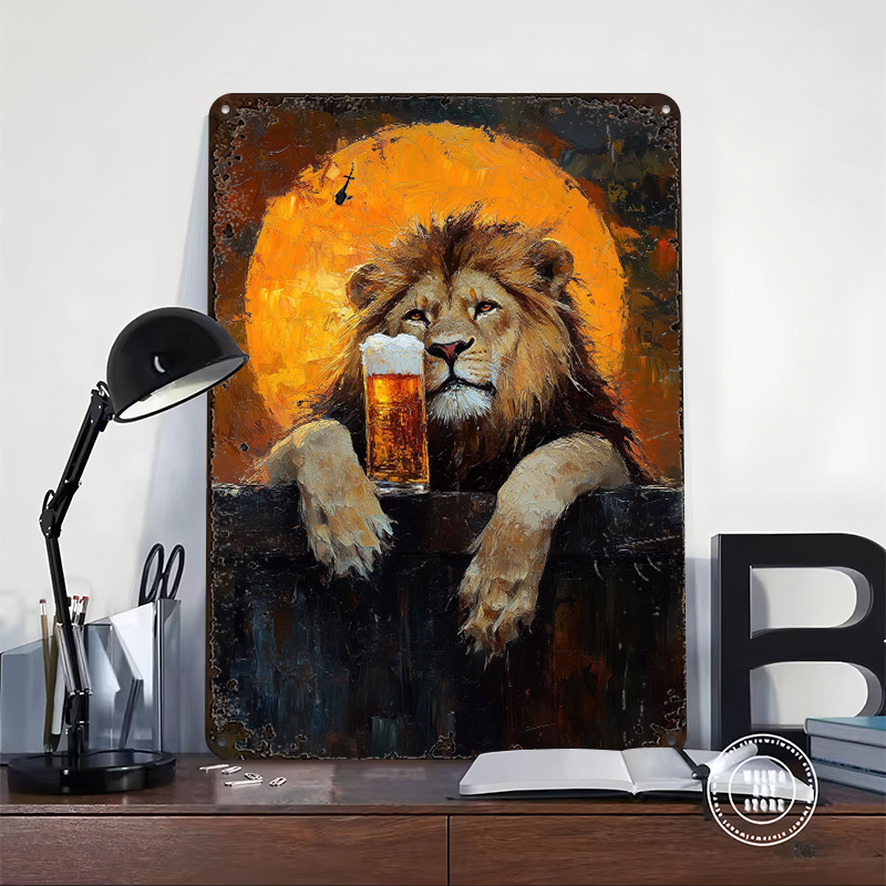 Lion With Beer Poster Customiz - Retro Poster Gaming recension och pris