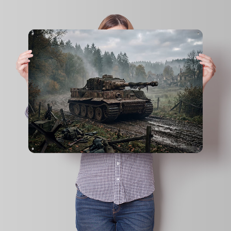 Tiger Tank in Muddy Landscape  - Retro Poster Gaming recension och pris