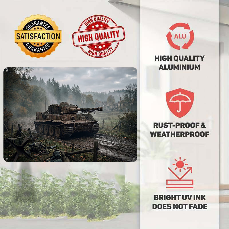 Tiger Tank in Muddy Landscape  - Retro Poster Gaming recension och pris
