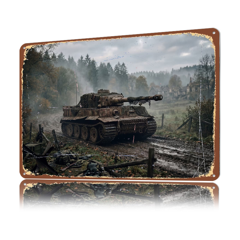 Tiger Tank in Muddy Landscape  - Retro Poster Gaming recension och pris