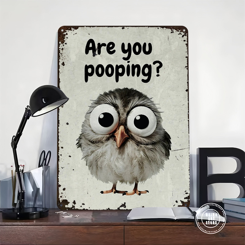 Funny Owl Bathroom Meme Poster - Retro Poster Gaming recension och pris