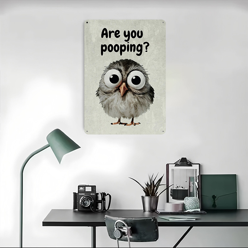 Funny Owl Bathroom Meme Poster - Retro Poster Gaming recension och pris