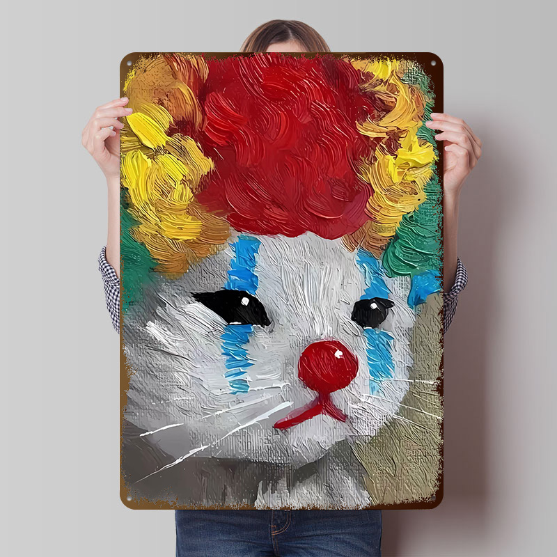Sad Clown Cat Painting Tinplat - Retro Poster Gaming recension och pris
