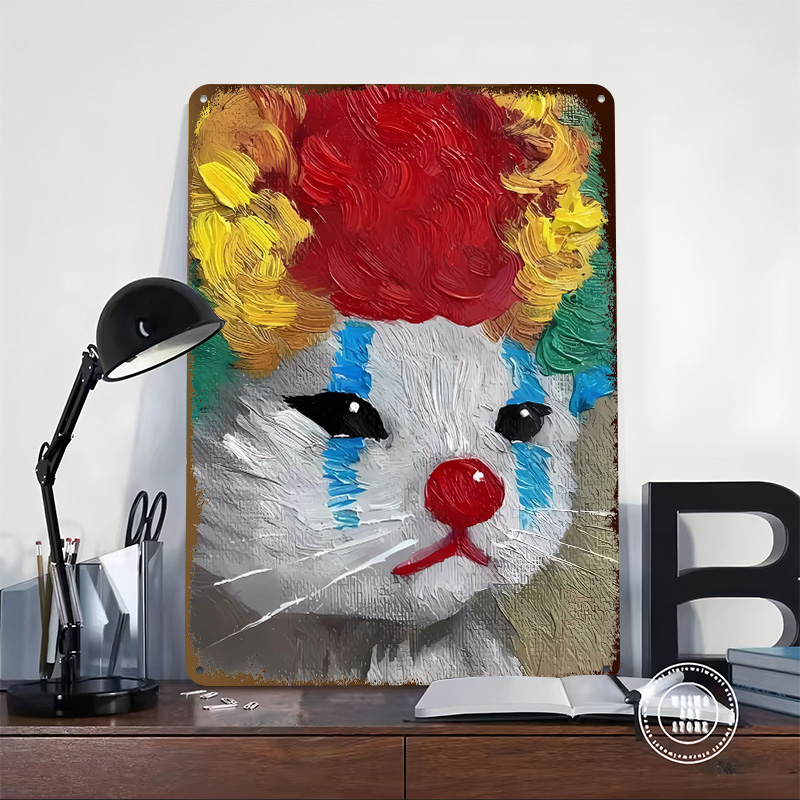 Sad Clown Cat Painting Tinplat - Retro Poster Gaming recension och pris
