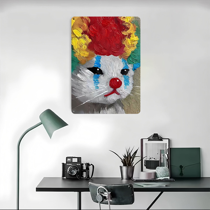 Sad Clown Cat Painting Tinplat - Retro Poster Gaming recension och pris