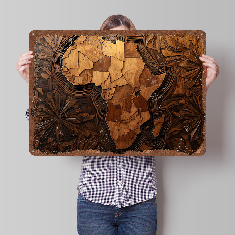 Africa Map Wood Carving Art Pr - Retro Poster Gaming recension och pris