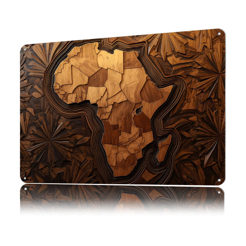 Africa Map Wood Carving Art Pr - Retro Poster Gaming recension och pris