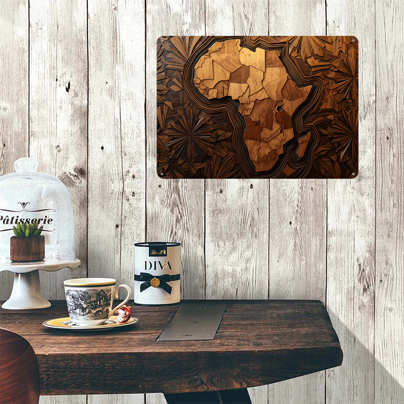 Africa Map Wood Carving Art Pr - Retro Poster Gaming recension och pris
